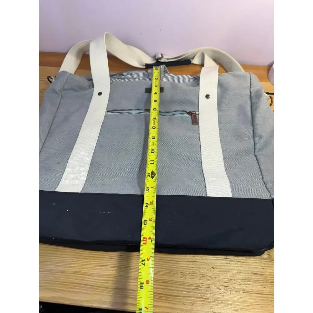 Cutter & Buck Gray Cotton Canvas Weekender Travel Tote Bag Shoulder Strap